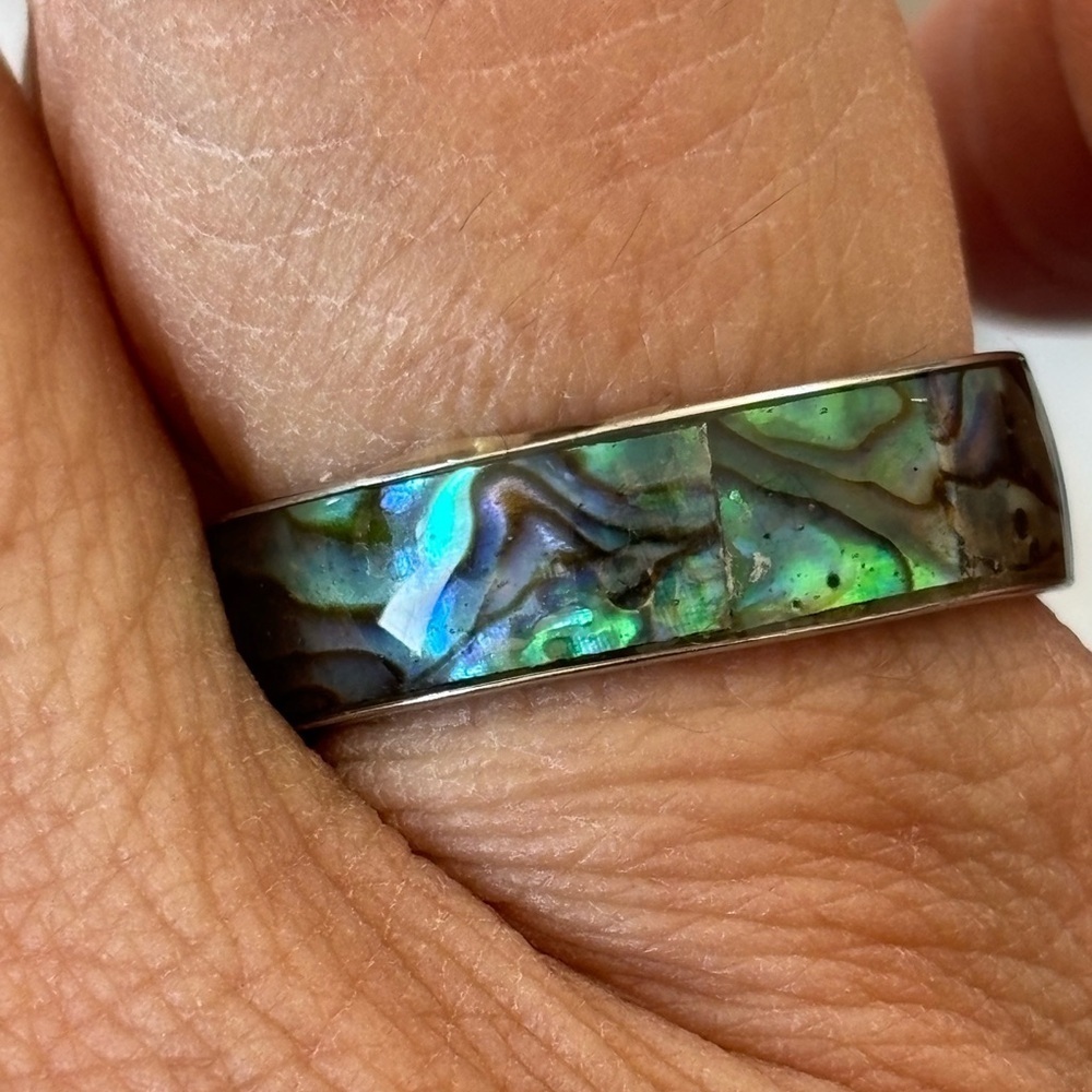 Blue and Green Iridescent Inlay Ring